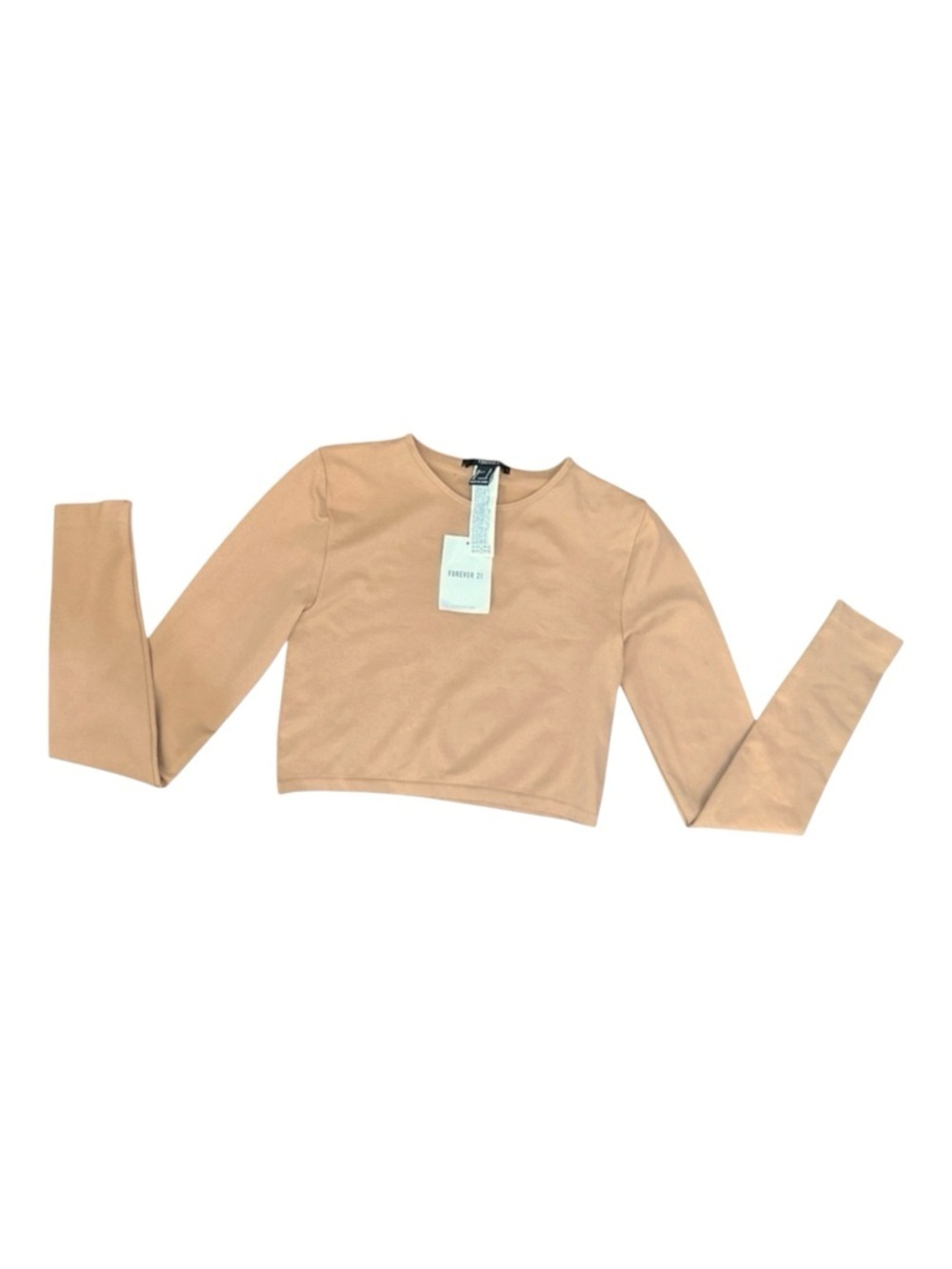 Forever 21 Women’s Long Sleeve Crop Top Size L – Tan Brown